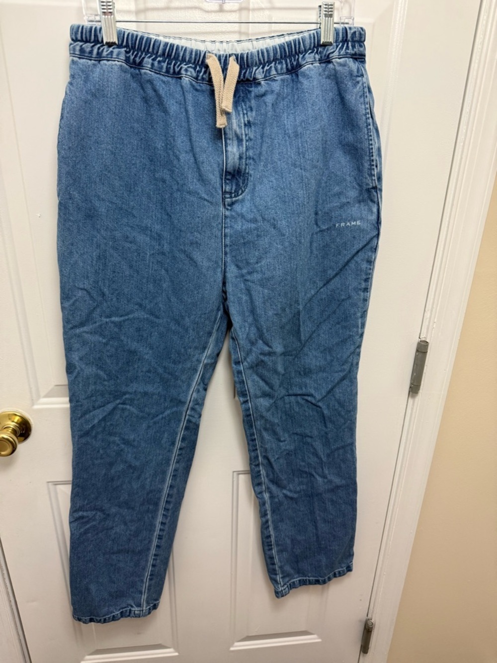 Frame Denim Pull On Straight Leg Jeans M  Casual Cotton/Silk City Relaxed Comfy